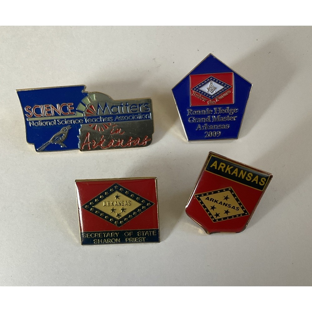 Vtg Arkansas Mixed Lapel Pin Lot Of 4 Hat Pinback Tie Tac Science Politics